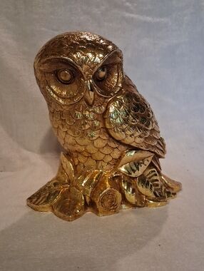 Gold Owl Figurine MCM Syroco Hoot Owl Syracuse N.Y.